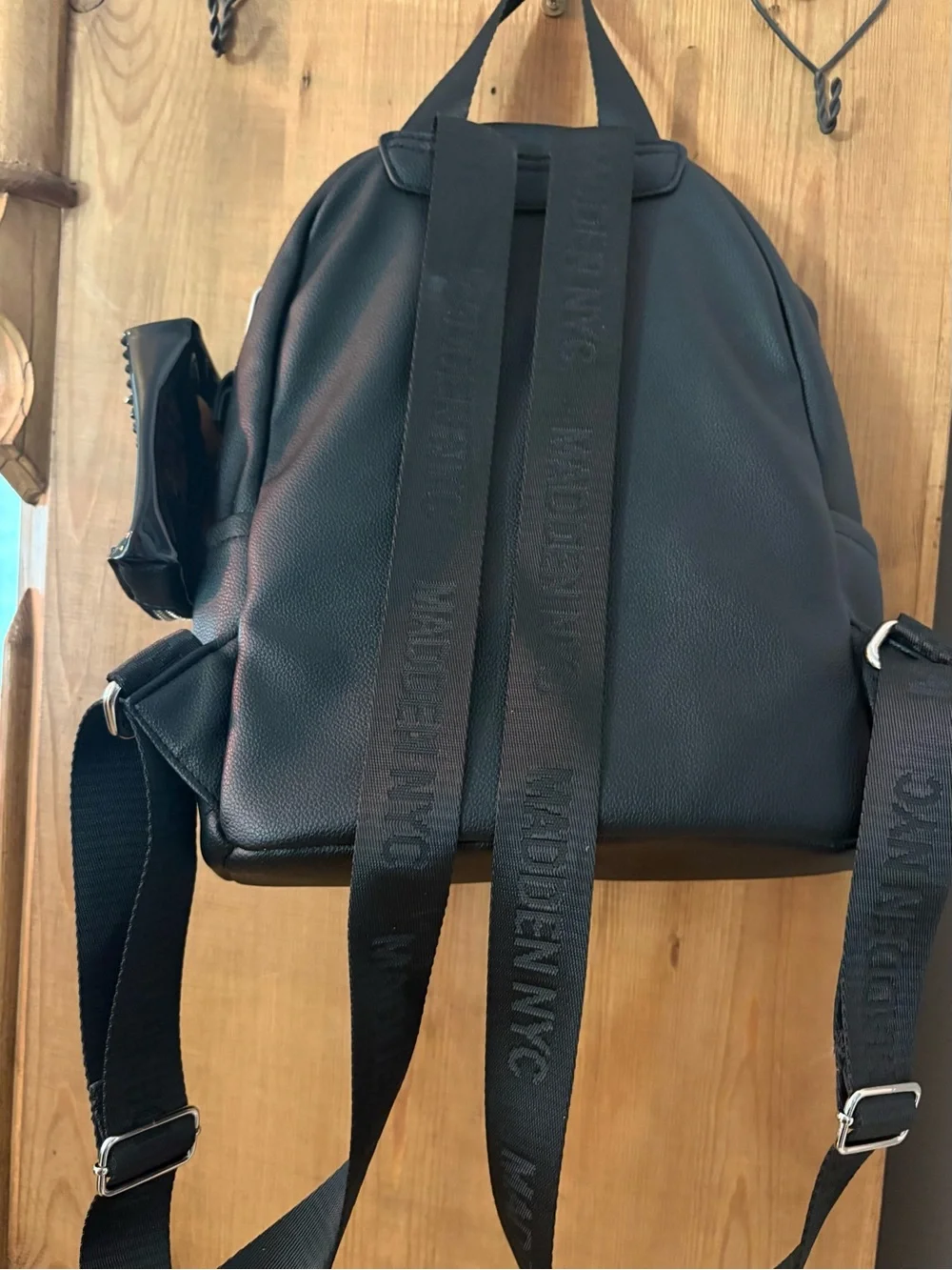 Madden NYC Black Mini Backpack with Front Zip Pockets